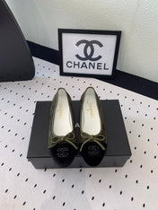 BALLET FLAT OLIVE GREEN MIX BLACK VELVET