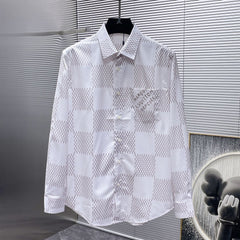 LV LONG-SLEEVED SHIRT IN WHITE DAMIER COTTON 238802