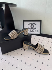 RHINESTONE LETTER HIGH HEELS CARAMEL BROWN AND BLACK LAMBSKIN