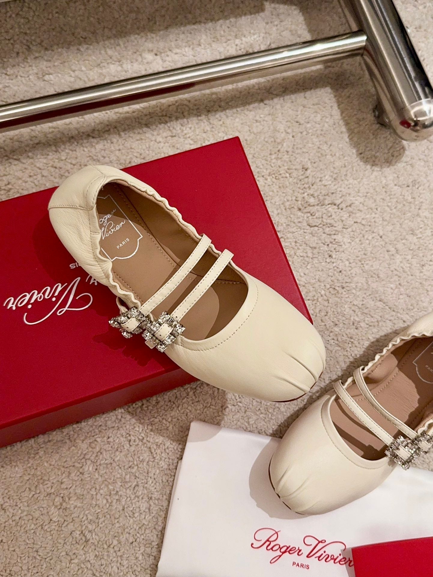 MARY JANES WITH TWO STRAPS IN BEIGE SOFT LAMBSKIN