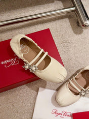 MARY JANES WITH TWO STRAPS IN BEIGE SOFT LAMBSKIN