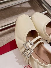 MARY JANES WITH TWO STRAPS IN BEIGE SOFT LAMBSKIN