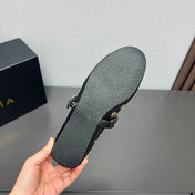 ALAIA MARY JANE SHOES IN BLACK LAMBSKIN GOLD MIX SILVER HARDWARE