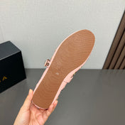 ALAIA MARY JANE SHOES IN LIGHT PINK LAMBSKIN GOLD MIX SILVER HARDWARE