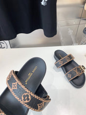 LV WOMEN SUNSET DAD SANDAL IN BLACK MONOGRAM FABRIC MULE