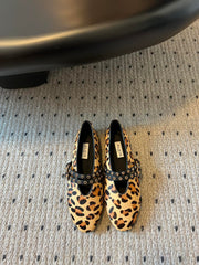 ALAIA MARY JANE SHOES IN LEOPARD ZP CUSTOM STRAW AND DENIM