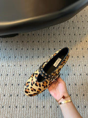 ALAIA MARY JANE SHOES IN LEOPARD ZP CUSTOM STRAW AND DENIM
