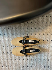 ALAIA MARY JANE SHOES IN BEIGE ZP CUSTOM STRAW AND DENIM
