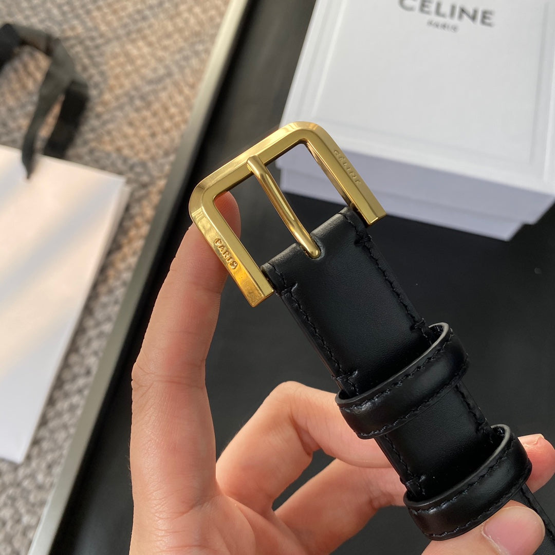 BELT 25MM IN BLACK REVERSIBLE ITALIAN CALFSKIN WITH VINTAGE GOLD BUCKLE