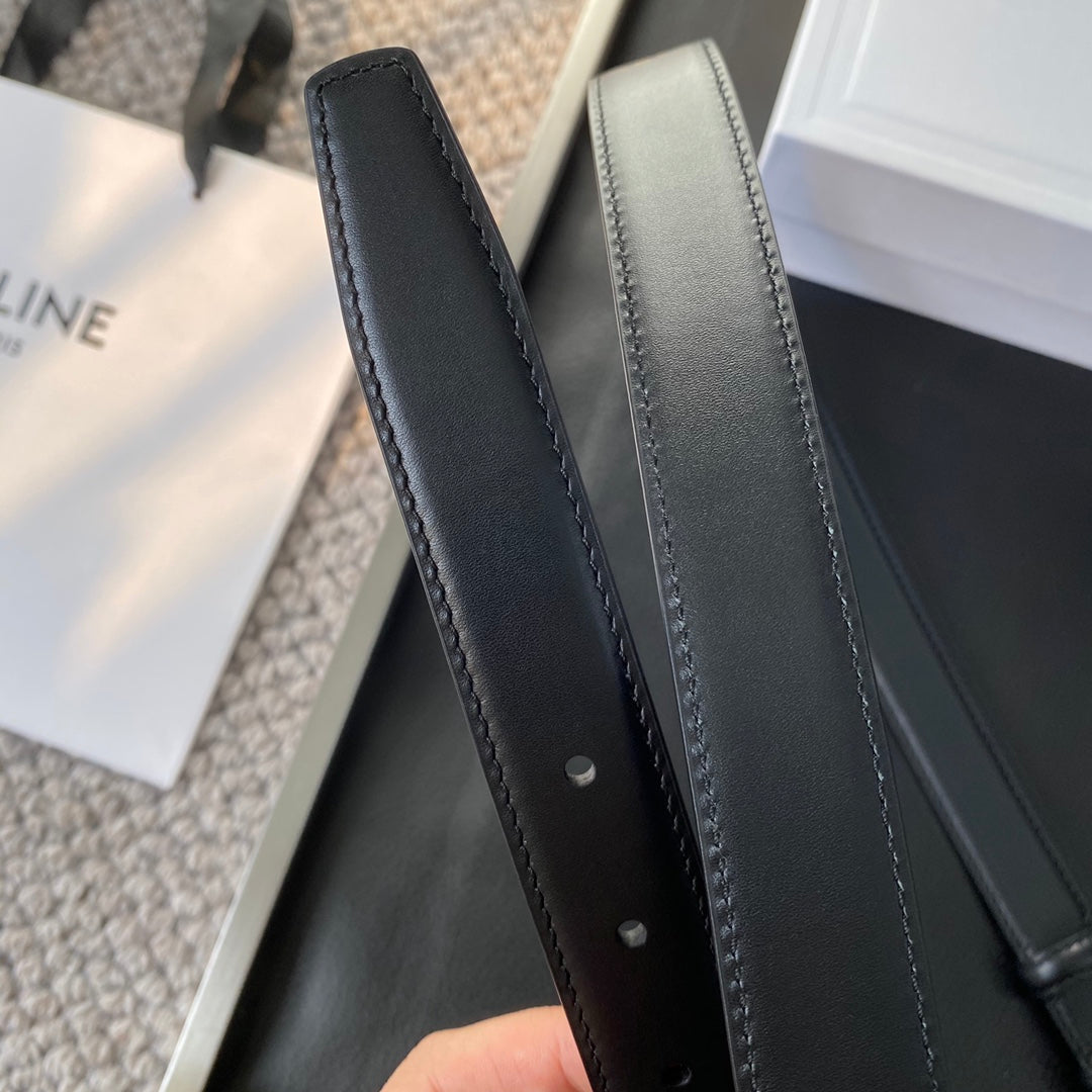 BELT 25MM IN BLACK REVERSIBLE ITALIAN CALFSKIN WITH VINTAGE SILVER BUCKLE