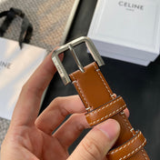 BELT 25MM IN BROWN REVERSIBLE ITALIAN CALFSKIN WITH VINTAGE SILVER BRASS BUCKLE