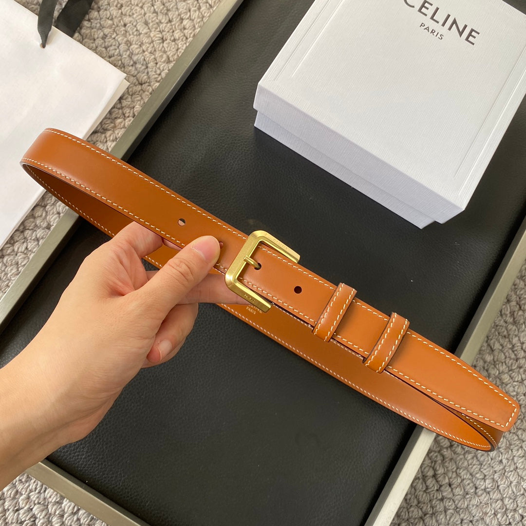 BELT 25MM IN BROWN REVERSIBLE ITALIAN CALFSKIN WITH VINTAGE GOLD BRASS BUCKLE