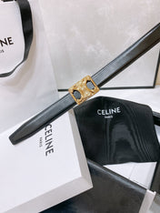 CL MEDIUM 25 MM TRIOMPHE BELT IN TAURILLON AND BLACK CALFSKIN GOLD HARDWARE