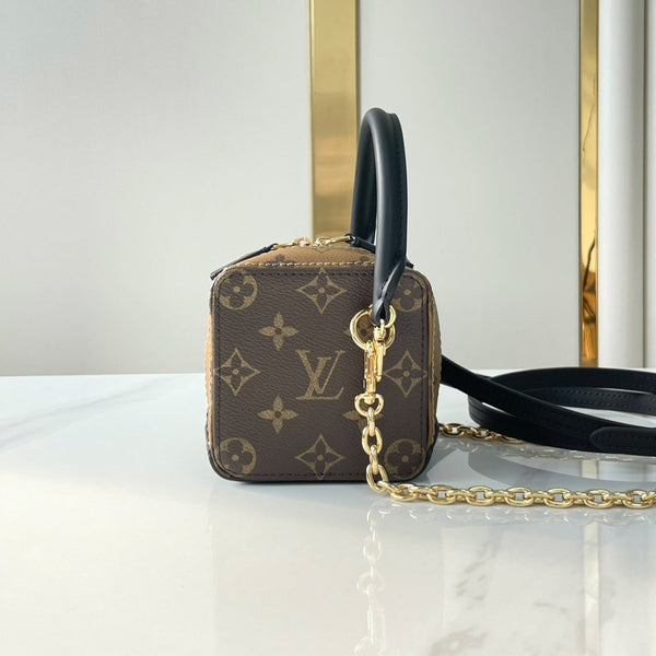 DICE 9 IN BROWN MONOGRAM AND MONOGRAM REVERSE CANVAS GOLD HARDWARE