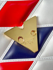 GO-14 MM 23 IN WHITE RED MIX NAVY BLUE QUILTED LAMBSKIN GOLD HARDWARE