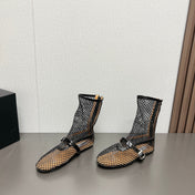 ALAIA SHORT BOOTS IN BLACK MESH FISHNET