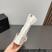 ALAIA SHORT BOOTS IN WHITE MESH FISHNET