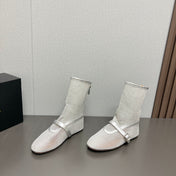 ALAIA SHORT BOOTS IN SILVER MESH FISHNET