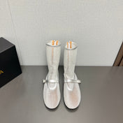 ALAIA SHORT BOOTS IN SILVER MESH FISHNET