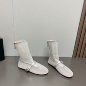 ALAIA SHORT BOOTS IN SILVER MESH FISHNET