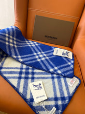 CHECK WOOL 182 CM SCARF COBALT BLUE 405043