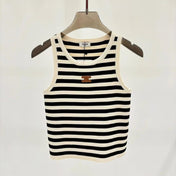 Celin Black Beige Stripe Tank Top