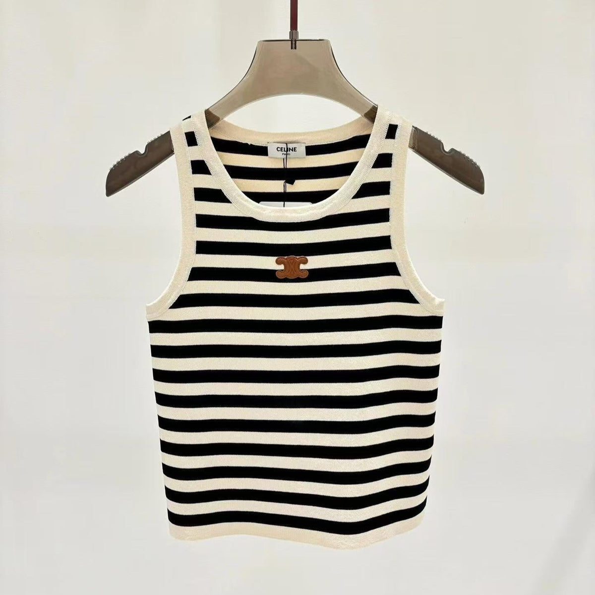 Celin Black Beige Stripe Tank Top