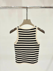 Celin Black Beige Stripe Tank Top