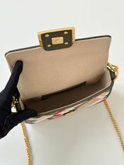 BAGUETTE CANVAS 19 BAG WITH MULTICOLOUR FF EMBROIDERY GOLD HARDWARE