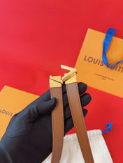 LV GO-14 20MM BELT IN BRONZE BROWN CALFSKIN GOLD HARDWARE