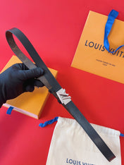 LV GO-14 20MM BELT IN BLACK CALFSKIN SILVER HARDWARE