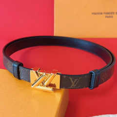 LV GO-14 20MM BELT IN BROWN MONOGRAM CALFSKIN GOLD HARDWARE