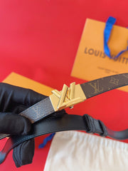LV GO-14 20MM BELT IN BROWN MONOGRAM CALFSKIN GOLD HARDWARE