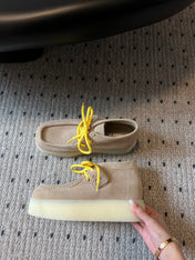 MIUMIU 26S CHUKKA BOOTS IN LIGHT BROWN SUEDE