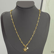 CD 26S STAR CHAIN PEARL PENDANT NECKLACE IN GOLD TONE METAL 631051