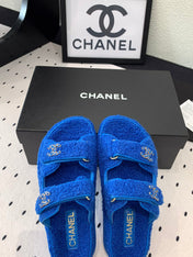 CC DAD SANDAL MULE IN AZURE BLUE LAMB FUR