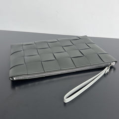 LARGE CASSETTE POUCH 35 IN CORDUROY GRAY CALFSKIN