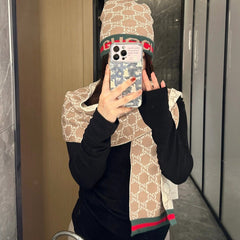 SET SCARF AND HAT IN CAMEL BROWN MONOGRAM CASHMERE 349666