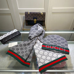 SET SCARF AND HAT IN DOVE GRAY MONOGRAM CASHMERE 349667