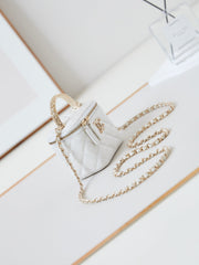 CHANEL 25S MINI VANITY BAG 11 CM IN WHITE LAMBSKIN WITH CRYSTAL-EMBELLISHED CC LOGO