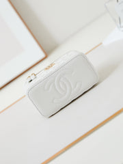 CHANEL 25S MINI VANITY BAG 16 CM IN WHITE LAMBSKIN WITH CRYSTAL-EMBELLISHED CC LOGO