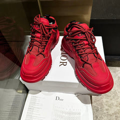C'EST SNEAKER IN RUBY RED CALFSKIN AND BREATHABLE MESH