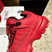 C'EST SNEAKER IN RUBY RED CALFSKIN AND BREATHABLE MESH