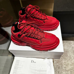 C'EST SNEAKER IN RUBY RED CALFSKIN AND BREATHABLE MESH