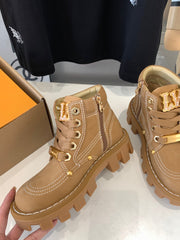 LV CHECKER ANKLE BOOT IN COPPER BROWN SUEDE