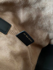 MEDIUM TOUJOURS BAG 28 IN BEIGE CANNAGE CALFSKIN BLACK STRAP