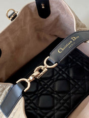 MINI TOUJOURS BAG 23 IN BEIGE CANNAGE CALFSKIN BLACK STRAP