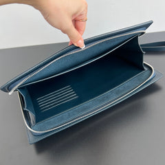 INTRECCIATO CLUTCH 32 IN PICKLED BLUEWOOD SOFT CALFSKIN