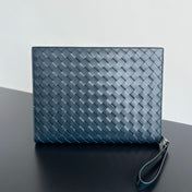 INTRECCIATO CLUTCH 32 IN PICKLED BLUEWOOD SOFT CALFSKIN
