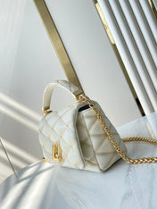 GO-14 PM 20 IN CREAM QUILTED LAMBSKIN GOLD HARDWARE